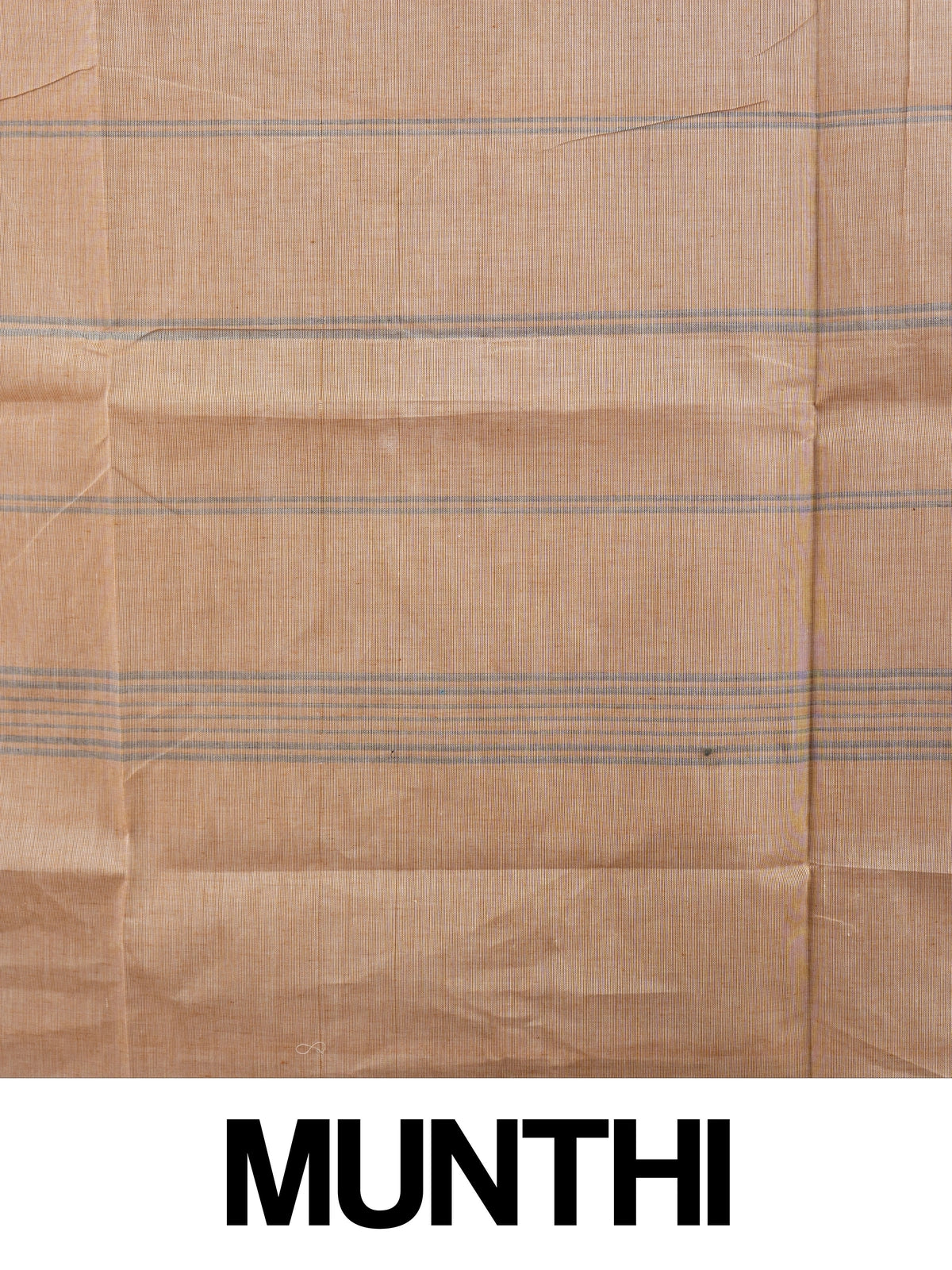 Beige Chettinad cotton saree with dark brown and gold zari peacock motif border