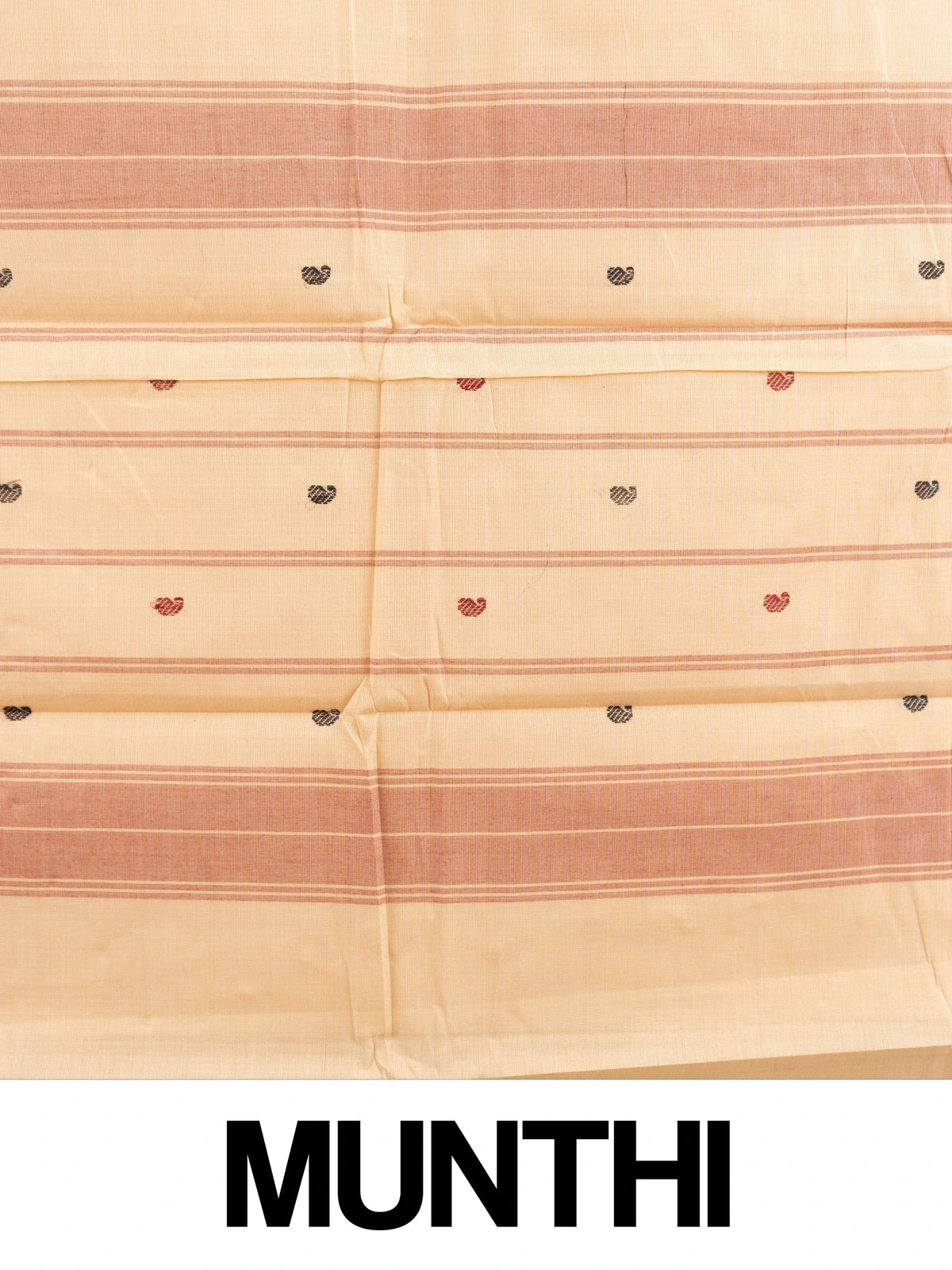 Cream Chettinad cotton saree with pink gold zari border and paisley buttis