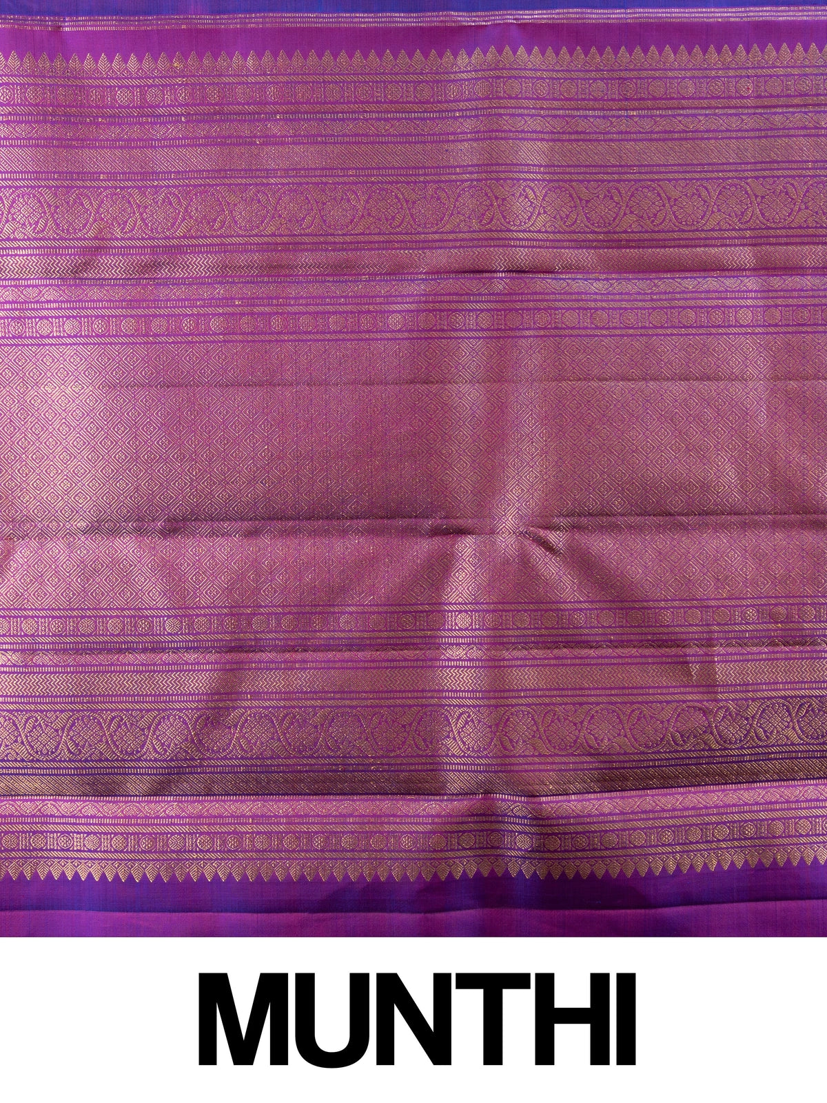 Royal blue pure Kanchipuram silk saree with gold zari checks and a contrast magenta zari border