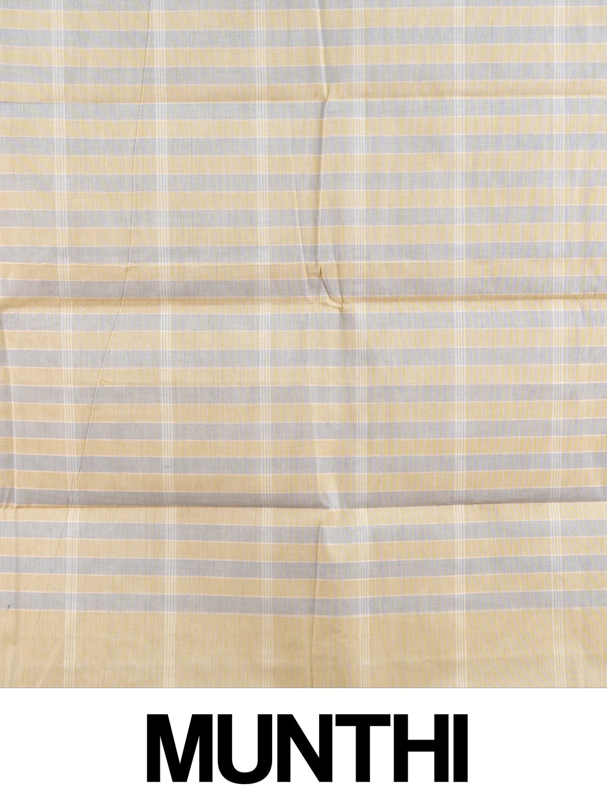 Beige and grey checked silk cotton saree with striped pallu and matching blouse