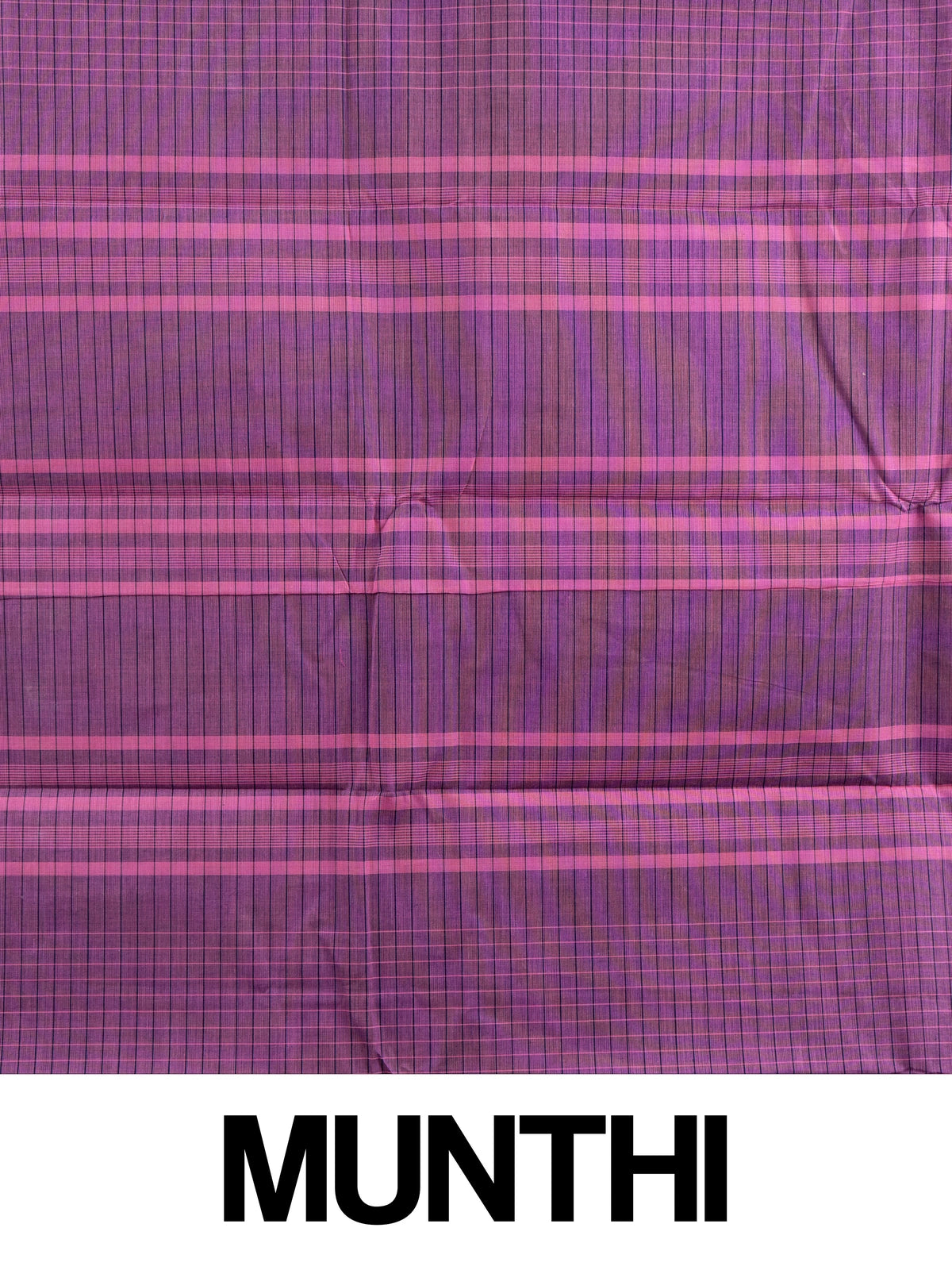 Purple Chettinad cotton saree with woven checks and contrast navy blue temple border