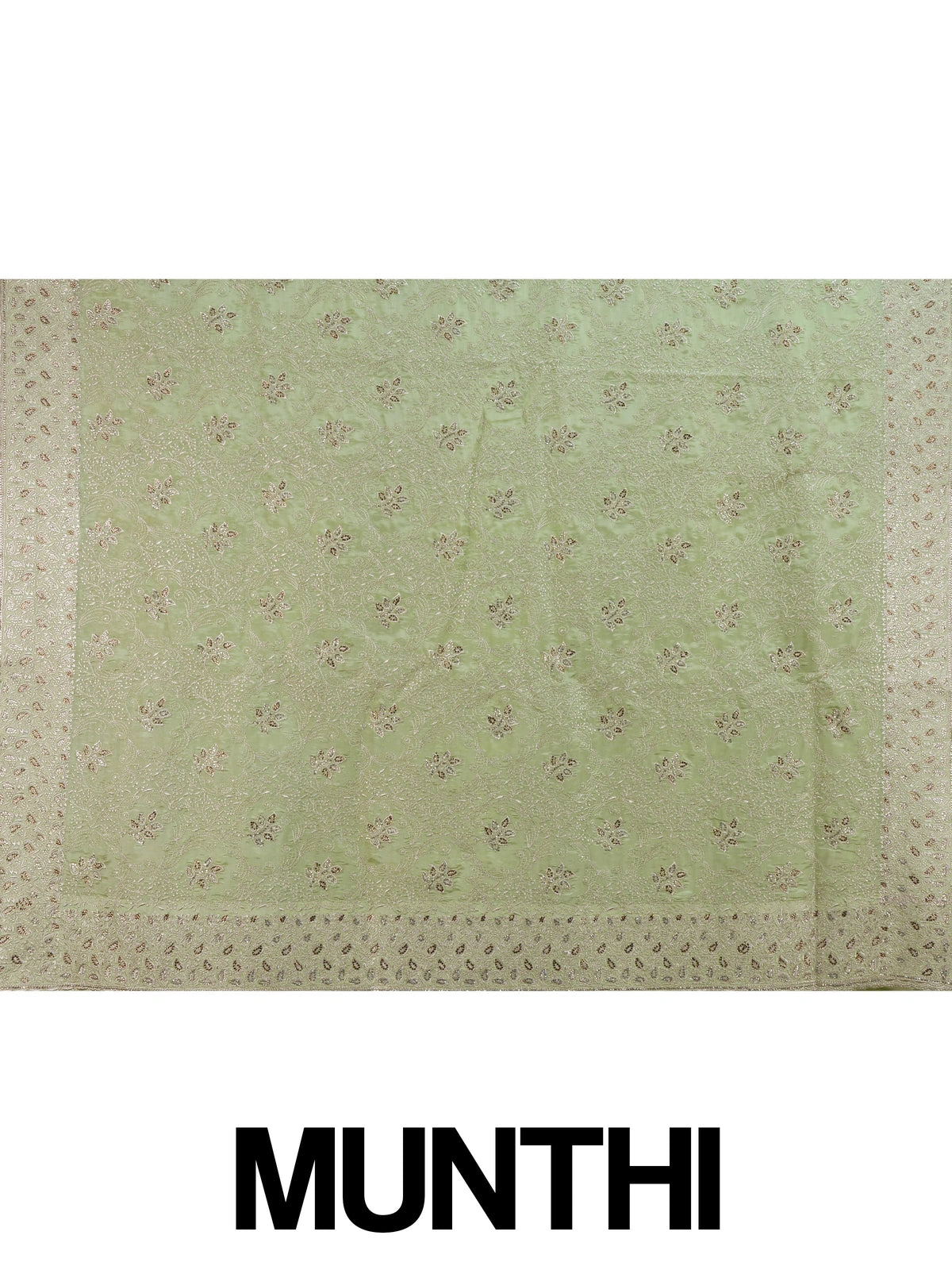 Pista green designer saree with sequin floral embroidery and contrast yellow blouse