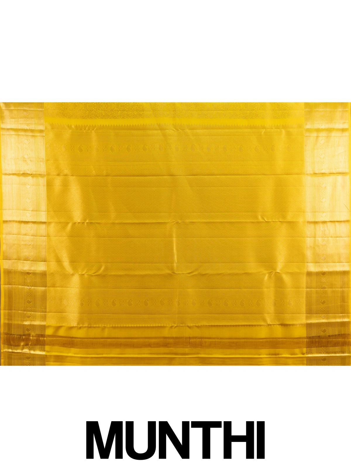 Yellow and gold pure Kanchipuram silk saree with all-over zari jaal and motif pallu