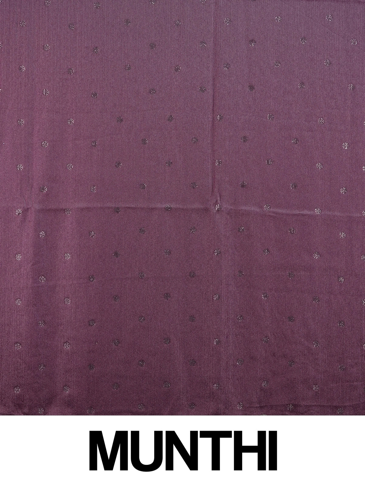 Wine purple designer saree with scattered stone buttas and scalloped silver stone border