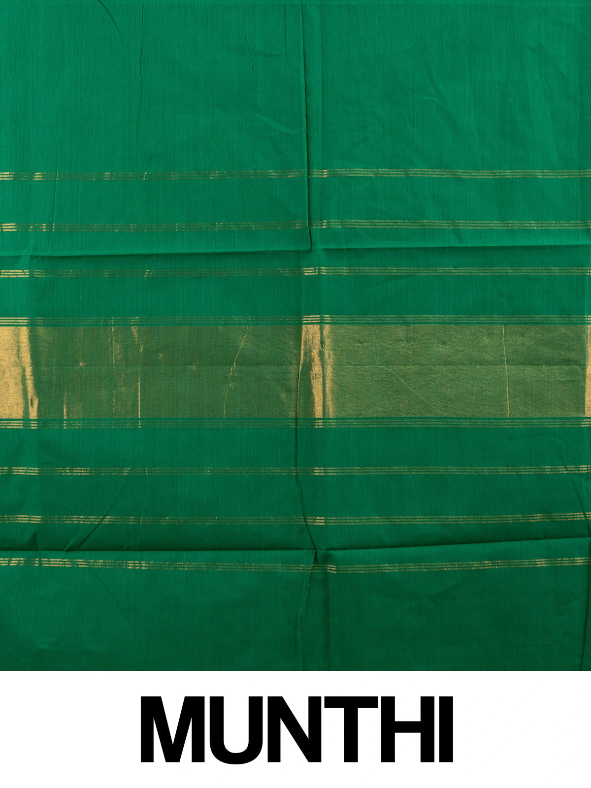Green Chettinad cotton saree with gold zari peacock-motif border and striped pallu