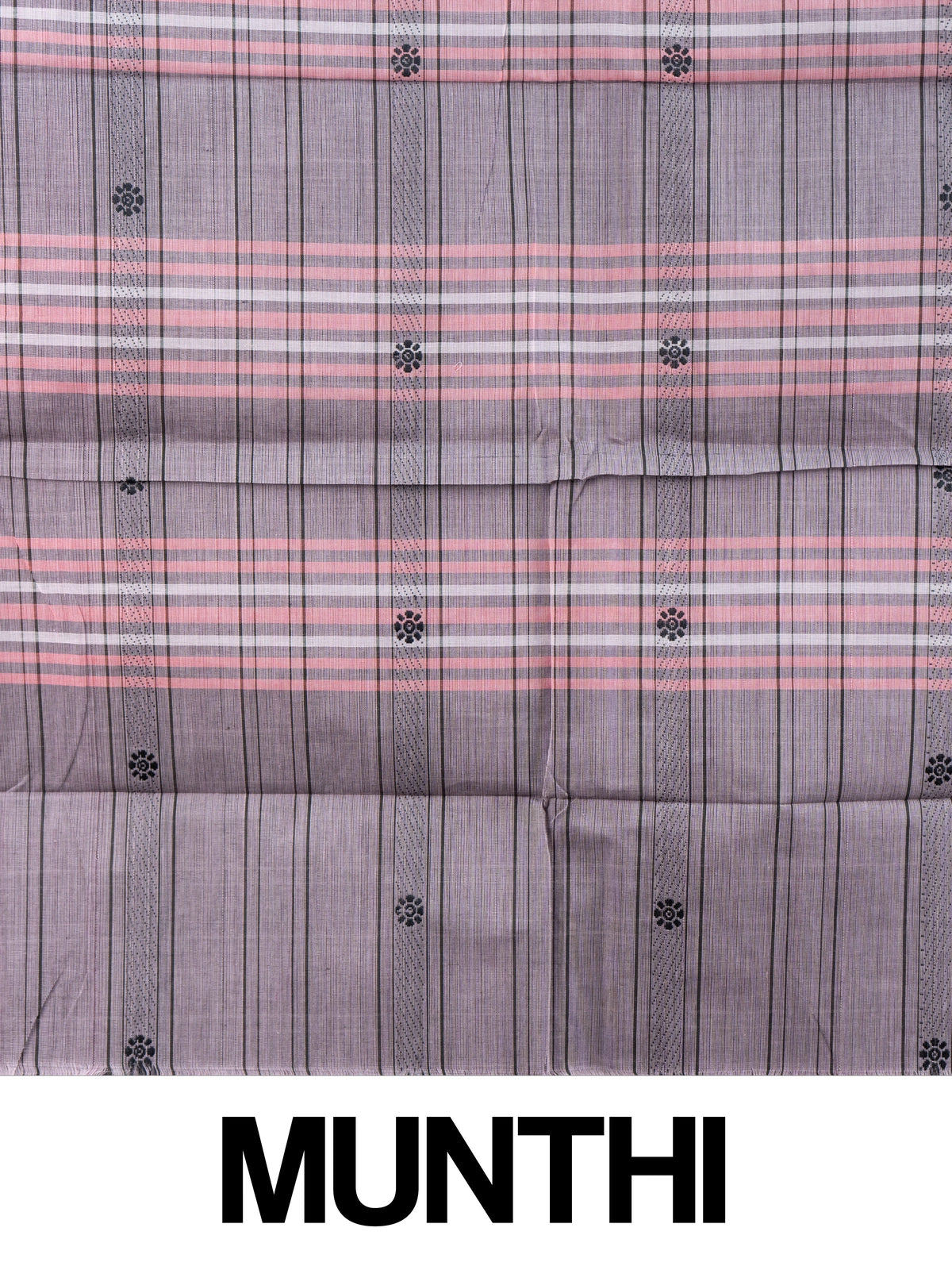 Mauve and pink checked Chettinad cotton saree with dark green gold zari peacock border
