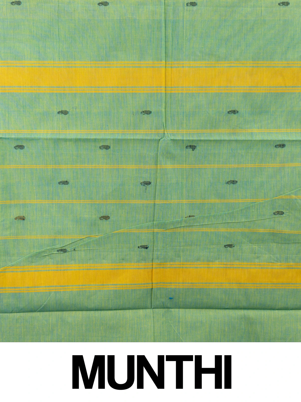 Green Chettinad cotton saree with contrast purple gold zari border and striped pallu