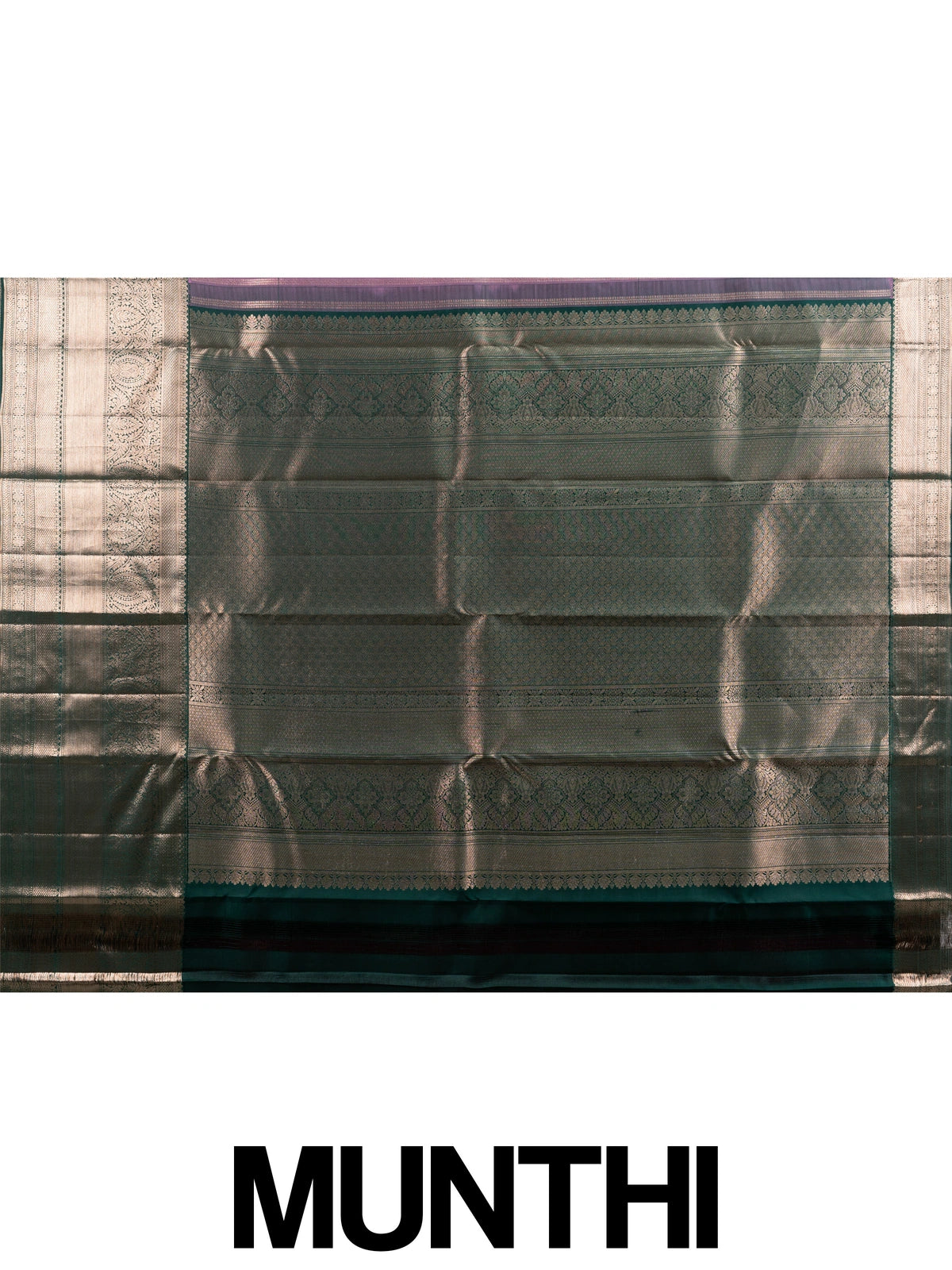 Pink pure Kanchipuram silk saree with contrast green gold zari border and pallu