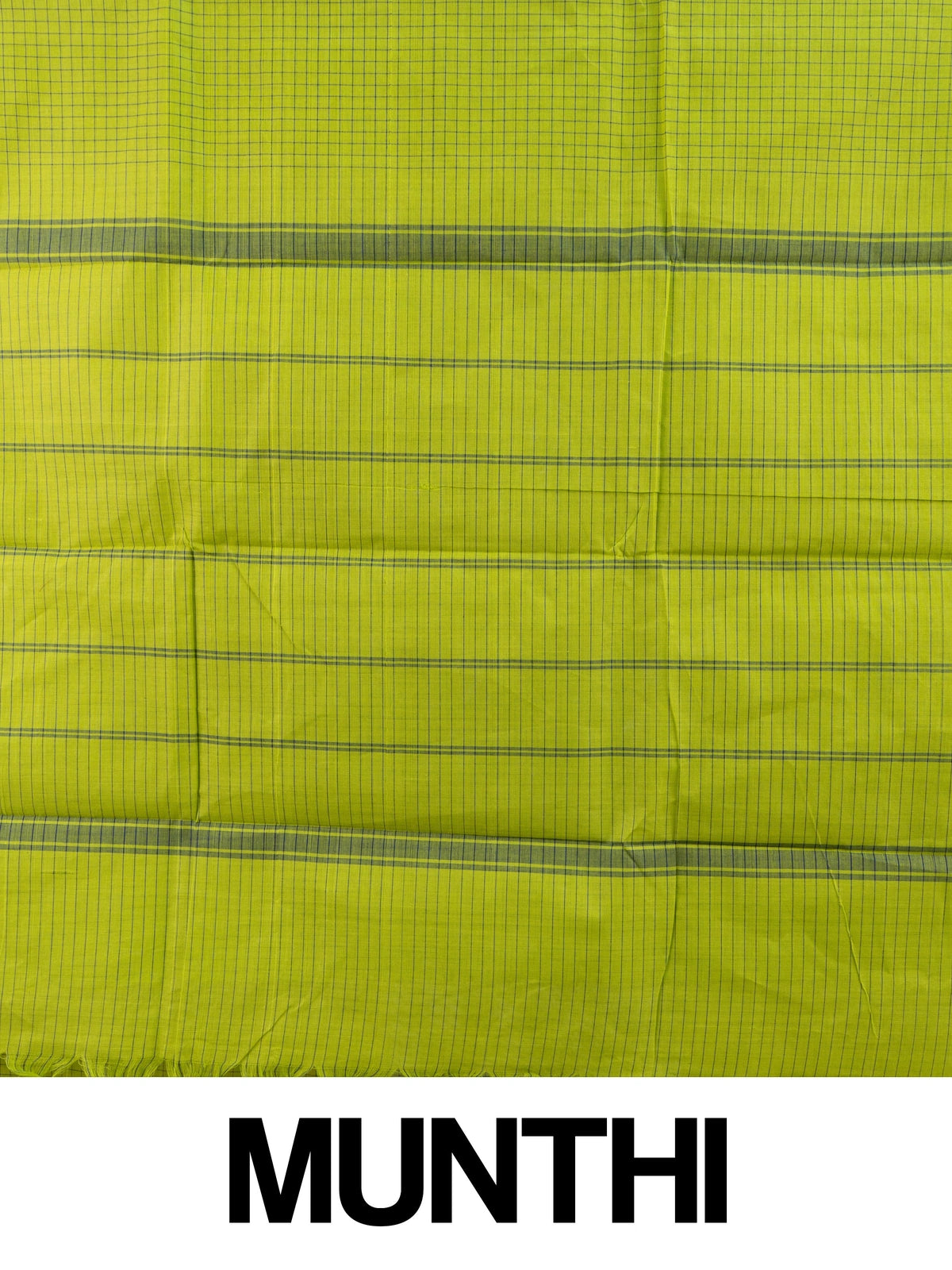 Parrot green Chettinad cotton saree with blue checked body and contrast blue temple zari border