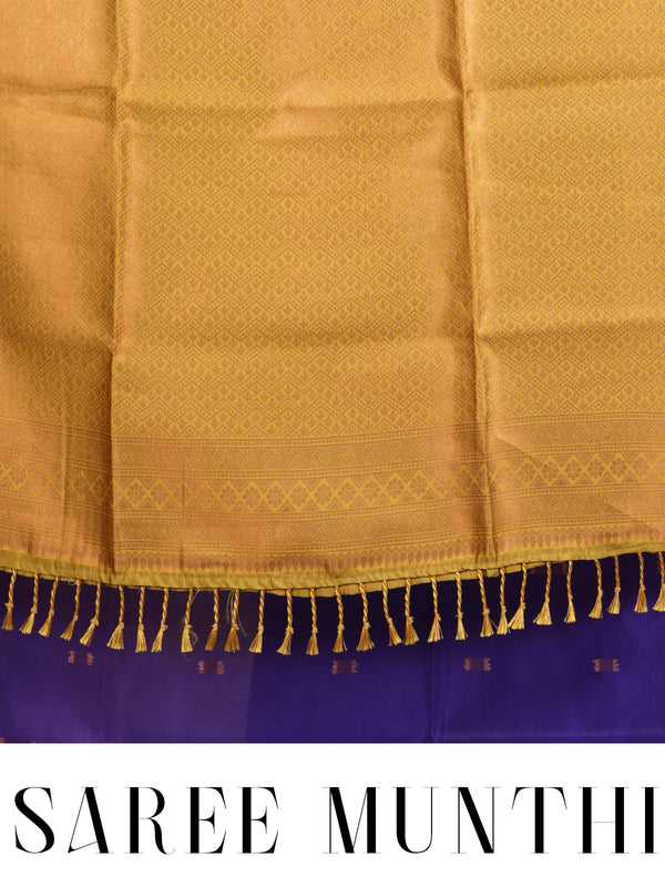 Purple and Golden-Yellow Fancy Silk Saree
